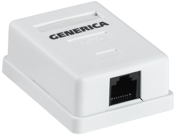 Розетка информационная настенная RJ45 категории 5Е UTP 1 порт GENERICA - CS2-1C5EU-12-G IEK