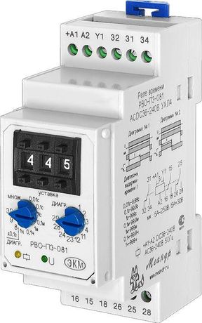 Реле времени РВО-П3-081 ACDC36-240В УХЛ4 14 диаграмм работы три декадных переключателя ток контактов исполнительного 8А 2п+1п мгновенный Меандр A8302-16936298