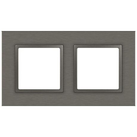 Рамка для розеток и выключателей Elegance 14-5202-16 на 2 поста, металл, титан | Б0065843 ЭРА