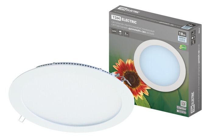 Светильник светодиодный встраиваемый Downlight ДВО СВО (белый) 18Вт 4000К IP20 опал | SQ0329-0011 TDM ELECTRIC