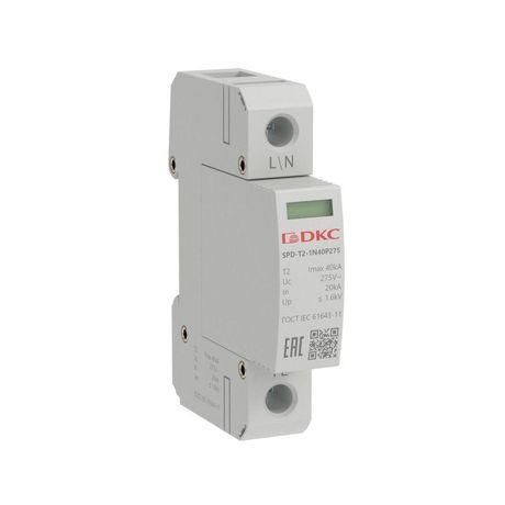 Устройство защиты от импульcных перенапряжений (УЗИП) YON max тип 2 1п Imax 40kA со сменным модулем Un 275V | SPD-T2-1N40P275 DKC ДКС