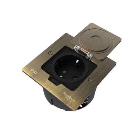 Лючок MultiDesk MDK21 с розеткой 2P+E 16А 250В IP44 монтажной коробкой для стены фальшпола стола античная латунь SE MDK21102BA APC