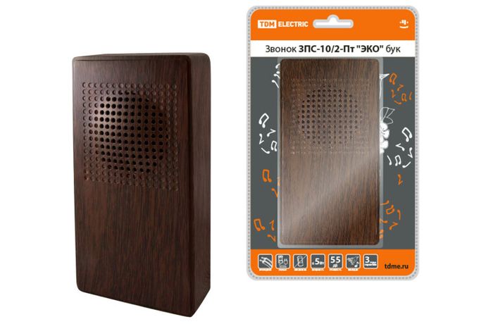 Звонок ЗПС-10/2-Пт "ЭКО" бук (проводной, без кнопки, сеть, "птичка") | SQ1901-0027 TDM