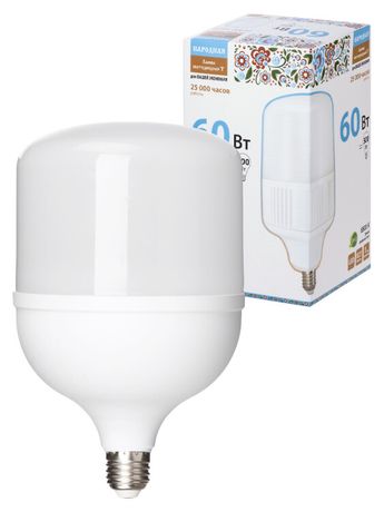 Лампа светодиодная T-60 Вт-230 В-6500 К–E27 (135x225 мм) НАРОДНАЯ | SQ0340-1649 TDM