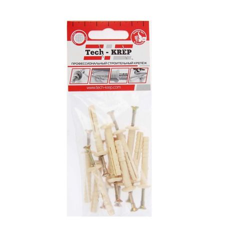 Дюбель-гвоздь 6L40 гриб. манжета (нейлон) (12 шт) - пакет ( 0,048 кг) | 102938 Tech-KREP