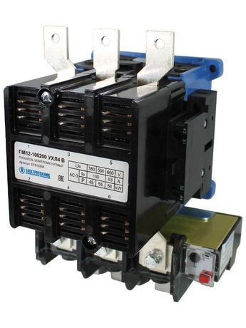 Пускатель электромагнитный ПМ12-100200 УХЛ4 В, 220В/50Гц, 2з+2р, 100А, нереверсивный, с реле РТТ-325 68- 92А, IP00 - ET515368 Электротехник