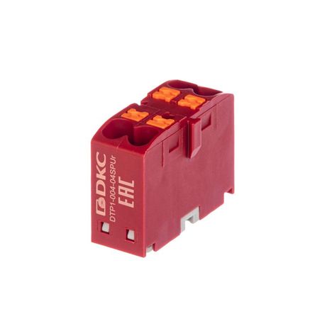 Блок распределительный зажим push-in 4 точки подключения 2.5кв.мм красн. DKC DTP1-004-04SPUR ДКС