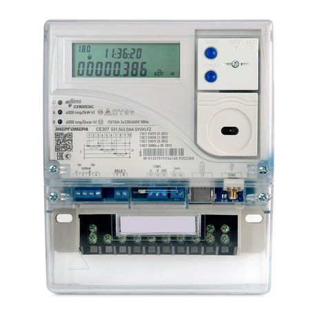 Счетчик трехфазный многофункциональный CE307 S31.543.OAA.SYUVJLFZ SPds с модулем связи RS-485 - 101004007013574 Энергомера