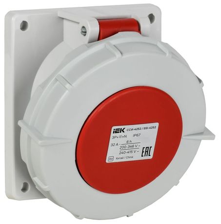 Розетка встраиваемая угловая ССИ-4252 32А 5п 3P+PE+N 6ч 380В IP67 IEK PSR42-032-5-0-67 IEK (ИЭК) арт. PSR42-032-5-0-67