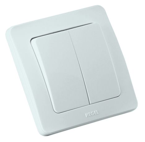 Выключатель двухклавишный скрытый белый 10А - ВС10-351 HEGEL