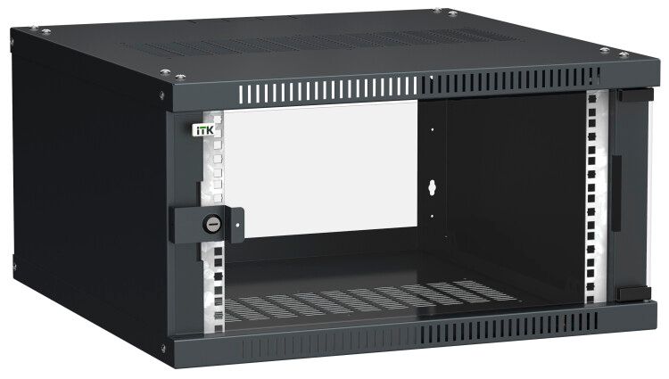 Шкаф LINEA WE 6U 600x600мм дверь стекло черный | LWE5-06U66-GF ITK IEK