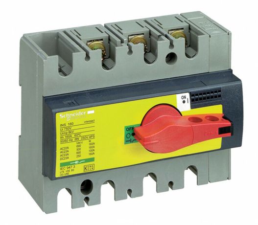 Выключатель-разъединитель INS125 3п красная рукоятка/желтая панель - 28926 APC