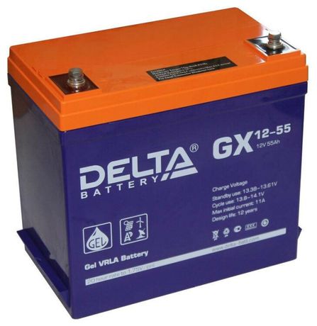 Аккумуляторная батарея Solar серии GX 12-55 12В/55Ач | DELTA 4614010170021