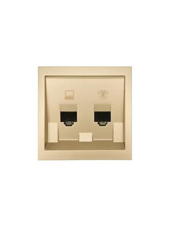 Розетка компьютер+телефон СП ZIMA IP20 зол. LEZARD 704-3688-143