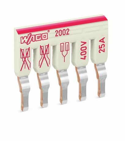Перемычка ступенчатая изолированная 5-канальные 25 А совместимы на рейку с серий 2002 и 2003 (уп/25шт) | 2002-475 WAGO