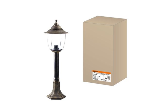 Светильник садово-парковый Прага Эл-11-73-075Б 60 Вт Е27 напольный на стойке h-0.75 м бронза, прозрачный плафон TDM | SQ0330-0535