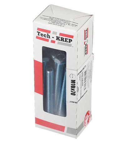 Болт DIN933 8.8 с шестигранной головкой оцинк. М10х70 (15 шт) - коробка ок. Tech-K ( 0,716 кг) | 126521 Tech-KREP Tech-KREP