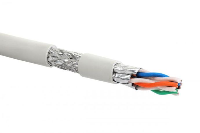 Кабель S/FTP кат.7A 4 пары нгА-HF общий экран; индивид. внутр. прокладки бел. кат. (уп.500м) Eurolan 19C-SF-12WT-R500