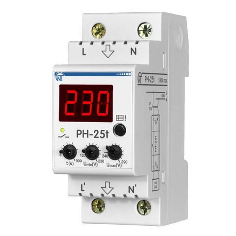 Реле напряжения РН-25t - 25А – 220В DIN рейка для защиты техники во всей квартире 2 журнал аварий термозащита НовАтек-Электро 3425600025t 3425600025т