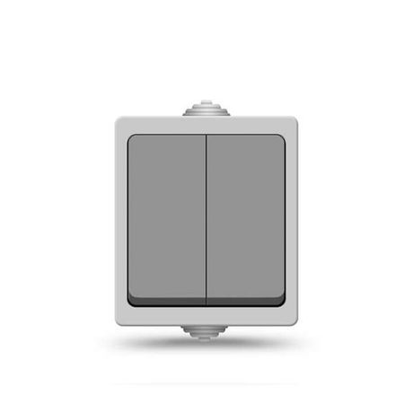 Выключатель Аллегро 2 клавиши IP54 серый - 1280 Союз