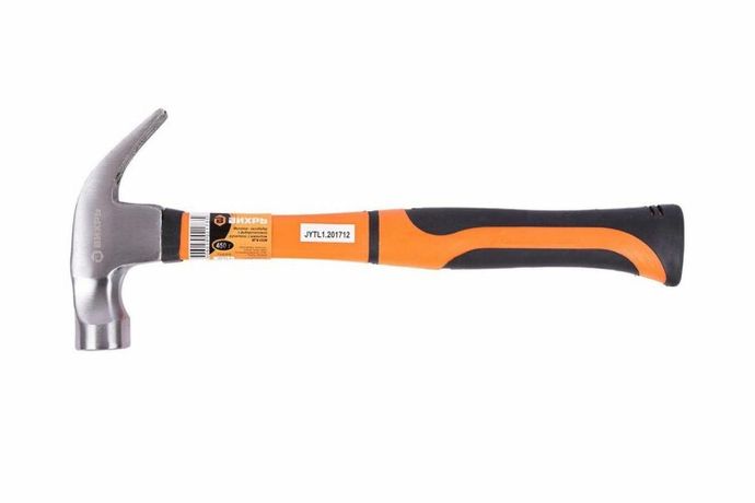 Молоток - гвоздодёр, 450гр., фиберглассовая двухкомпонентная ручка, с магнитом | 73/6/8/8 ВИХРЬ