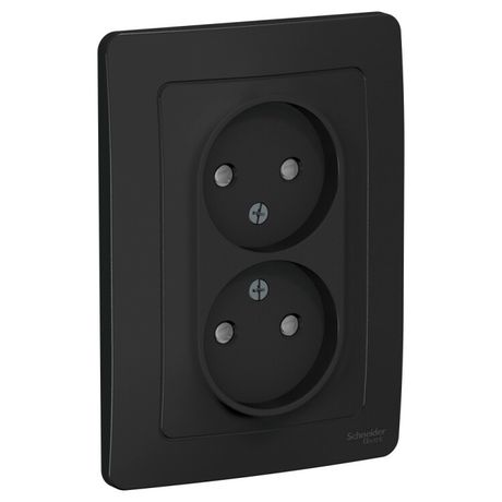 Розетка 2-м СП Blanca 16А IP20 250В без заземл. защ. шторки антрацит SE BLNRS000126 APC