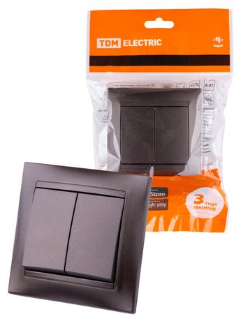 Выключатель 2-х кл. 10А шоколад "Лама" | SQ1815-0502 TDM