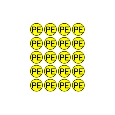 Наклейка знак электробезопасности ''PE '' d - 20 мм (20 шт на листе), REXANT 55-0004 MEET