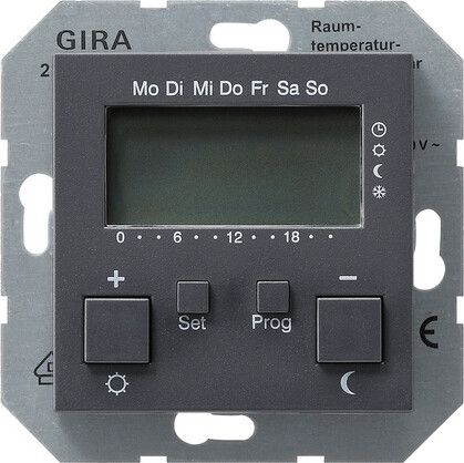 Антрацит Термостат электронный с таймером функцией охлаждения | 237028 GIRA S-55