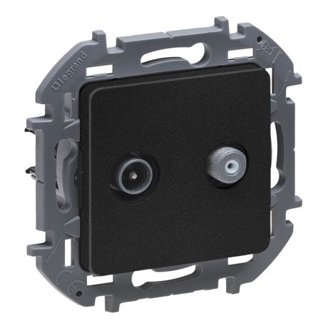 Розетка телевизионная TV/SAT Inspiria с топологией "звезда" механизм антрацит IEK 673883 Legrand