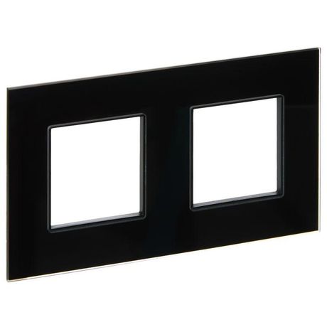 Рамка 2-м SKANDY SK-F22Bl стекло черн. IEK SK-M22-G-K02