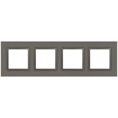 Рамка для розеток и выключателей Elegance 14-5204-16 на 4 поста, металл, титан | Б0065845 ЭРА