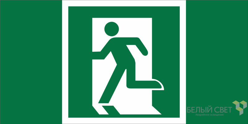 Знак безопасности BL-3015.E01-01 "Выход здесь (лев.)" Белый свет a19561 BS