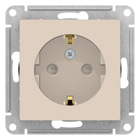 Механизм розетки 1-м СП ATLAS DESIGN с заземл. защ. шторки 16А беж. SchE ATN000245 APC