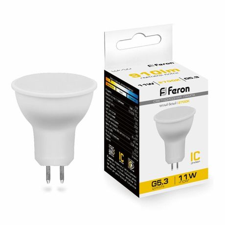 Лампа светодиодная LED 11вт 230в G5.3 теплый - 38137 FERON