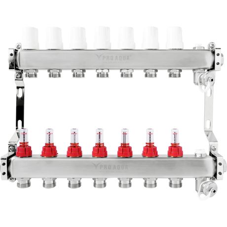 Блок коллекторный с расходомерами 7 выходов, 430 мм, 1 x 3/4 - V500MB.07 PRO AQUA