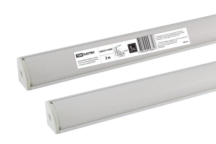 Алюминиевый профиль угловой 1616 (2 м), матовый рассеиватель, 2 заглушки, 4 крепежа | SQ0331-0486 TDM