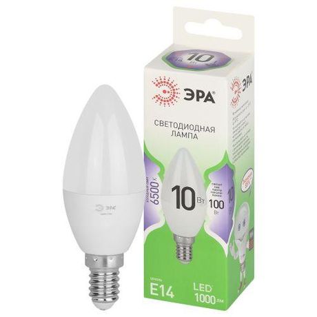 Лампа светодиодная LED 10 Вт 1000Лм 6500К свеча холодный E14 220-240В B35-10W-865-E14 Green Line - Б0067095 ЭРА