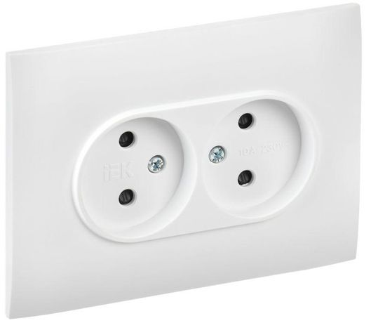Розетка 2-м SKANDY 10А без заземл. защ. шторки в сборе SK-R09W арктич. бел. IEK SK-R23-10-K01-F