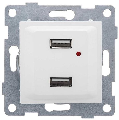 Механизм розетки 2хUSB СП Ugra бел. матов. GUSI С11USB2-041