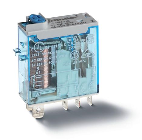 Миниатюрное промышленное электромеханическое реле; монтаж в розетку или наконечники Faston (4.8х0.5мм); 1СO 16A; контакты AgNi | 466180480020 Finder 46.61.8.048.0020