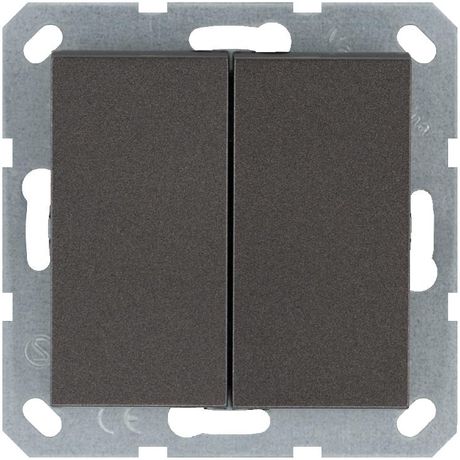 Выключатель кнопочный 2х клавишный с переключающим контактом 10А. 250В. цвет мокко - G3020Z Jasmart