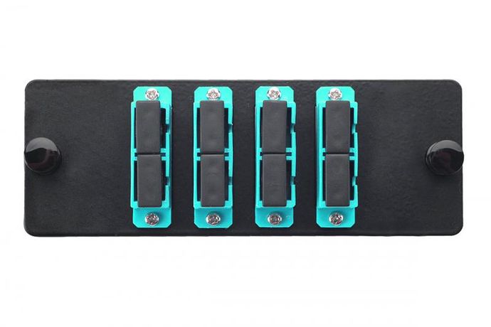 Комплект планка Q-SLOT с 4 адаптерами дуплекс SC OM3, монтажные шнуры, КДЗС, | 38M-30-2S-04BL Eurolan