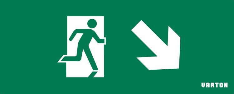 Пиктограмма СТРЕЛКА ВНИЗ ВПРАВО для аварийно-эвакуационного светильника ip20 Вартон - V1-R0-70354-21A01-2011 VARTA