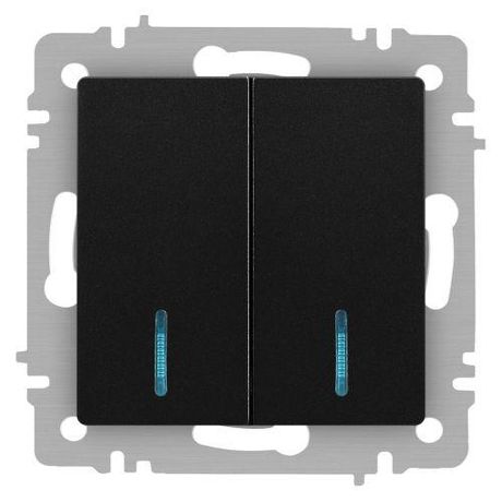 Выключатель двухклавишный, в рамку (скрытого монтажа) с подсветкой антрацит 10А 250В винтовые зажимы Intro Accent 6-105-05 - Б0063516 ЭРА