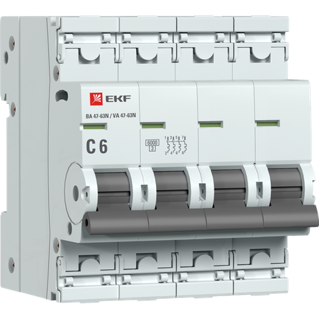 Автоматический выключатель 4P 6А (C) 6кА ВА 47-63N PROxima - M636406C EKF