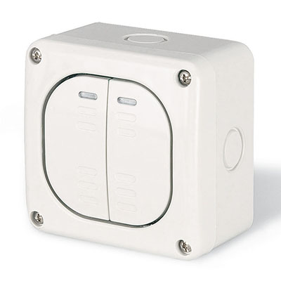 Выключатель однополюсный двухклавишный настенный - DIS1375022 ДКС