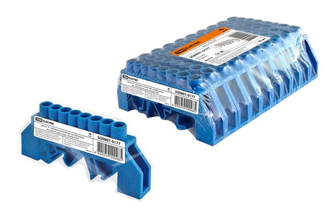 Шина "N" нулевая в изоляторе на DIN-рейку 8x12мм 8 групп инд. стикер | SQ0801-0177 TDM