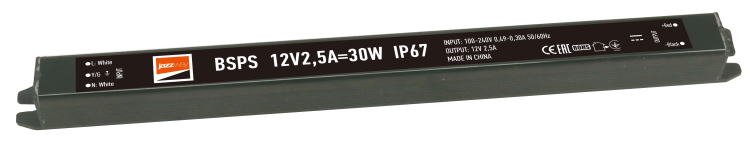 Драйвер для светодиодной ленты LED BSPS 12V2,5A=30W (new) влагозащищенный IP67 | 3329259A Jazzway
