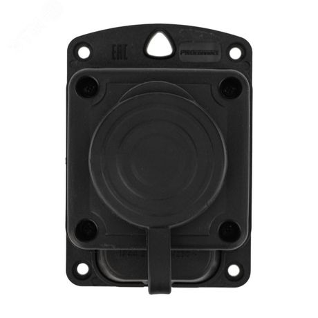 Розетка влагозащищенная настенная с крышкой, 3Р+РЕ, 32 А IP44 черная каучук | 111-007 REXANT MEET